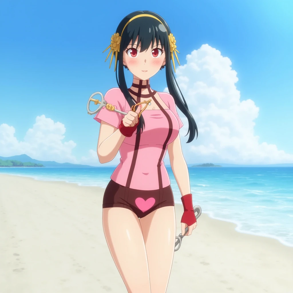 Tsukiyomi tone, One person, alone, Pink sheer bodycon, Pink sheer micro dress, Twin tails,necklace, Earrings, belly button, Face Focus, Fur coat, Face Focus, Night Sky, Beach