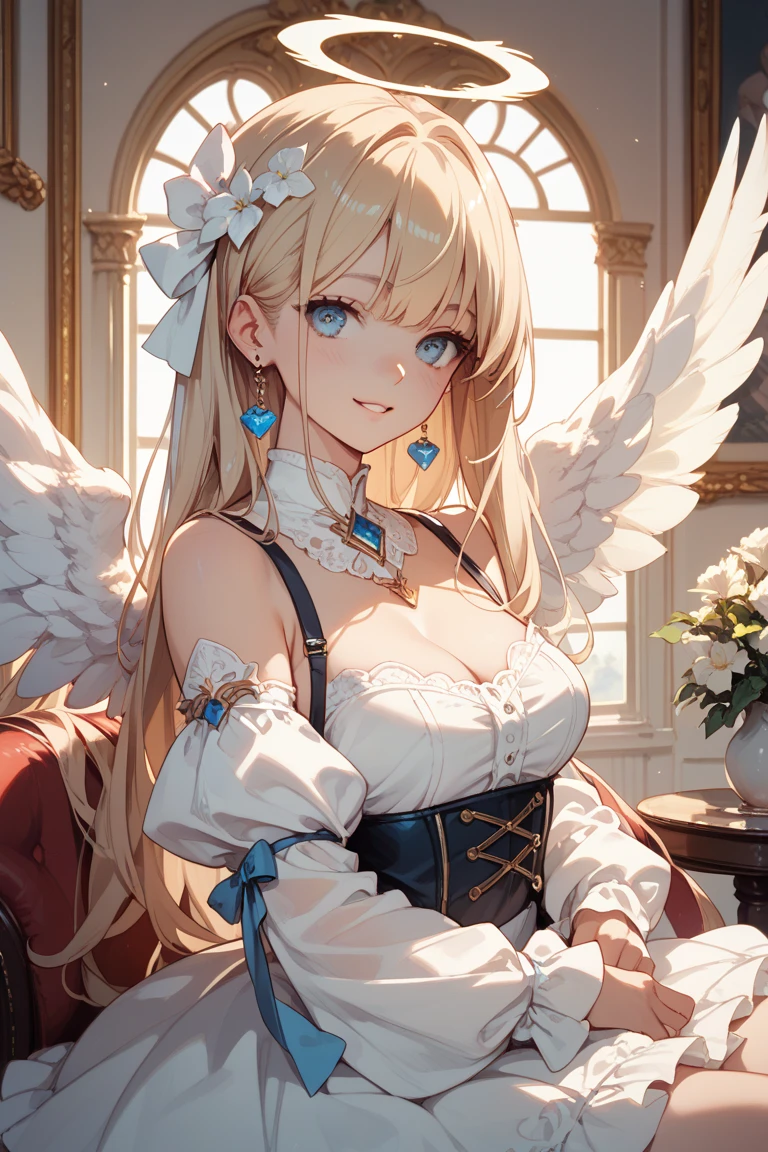 (best quality,4k,8k,highres,masterpiece:1.2),naked,ultra-detailed,(realistic,photorealistic,photo-realistic:1.37),cute young adult woman,beautiful large breasts flowimg smoothly,pretty pink nipples,laying on the bed,
spread pussy,beautiful detailed pussy,
smiling cutely,beautiful detailed eyes,beautiful detailed lips,longeyelashes,lovely long blonde hair flowing smoothly,silky smooth skin,cozy bed room with soft warm lighting,comfortable fluffy couch,delicate floral pattern on the pillow,gentle pastel color scheme,relaxed and peaceful atmosphere,casual and comfortable clothing,
ANGEL_WINGS,ANGEL,angel,princess,tiara,
carefully crafted facial features and expressions,tender and joyful mood,filled with warmth and happiness,subtle shadows and highlights enhancing depth and dimension,soft and natural lighting,crisp and clear details,immersive high-resolution image,vivid and vibrant colors,preserved natural texture and fine details,HDR effect showcasing the full dynamic range,bringing every nuance to life,creating a lifelike and stunning portrayal,portraits,photography
