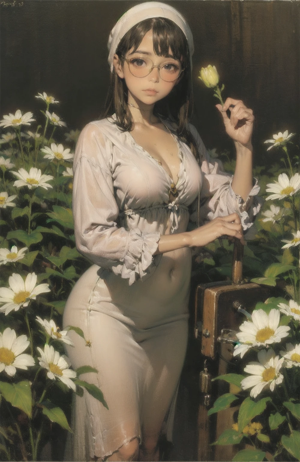 magazine cover,Flower of legend,Watering the flowers,Sweaty skin,flower garden,gonzo pornography
