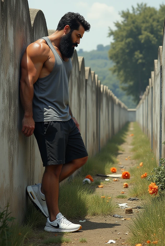 A man worshipping at cross