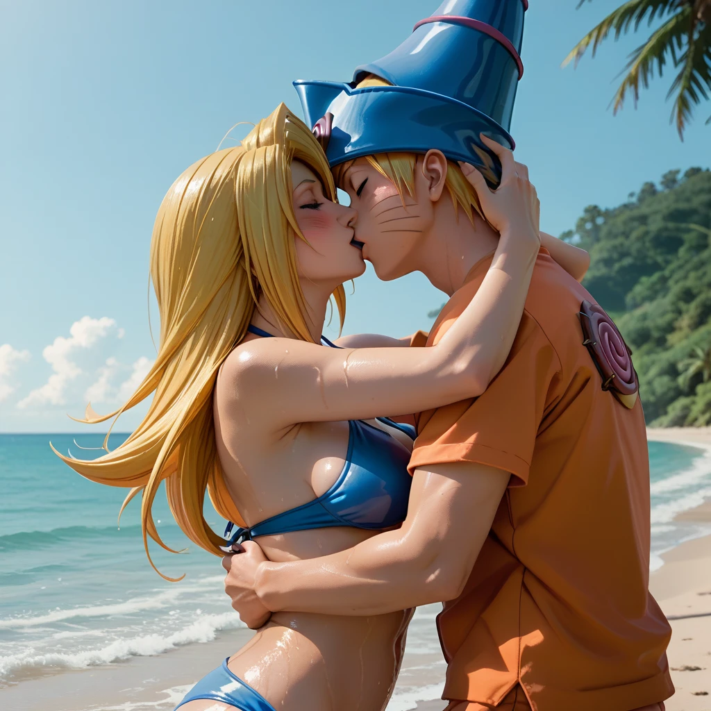 La femme « Nami » dans le manga « one piece » rousse en train de faire une fellation a un penis