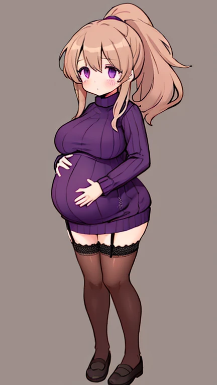 (Full body, glasses), An image of a pregnant girl with her belly on full display, Flandre scarlet