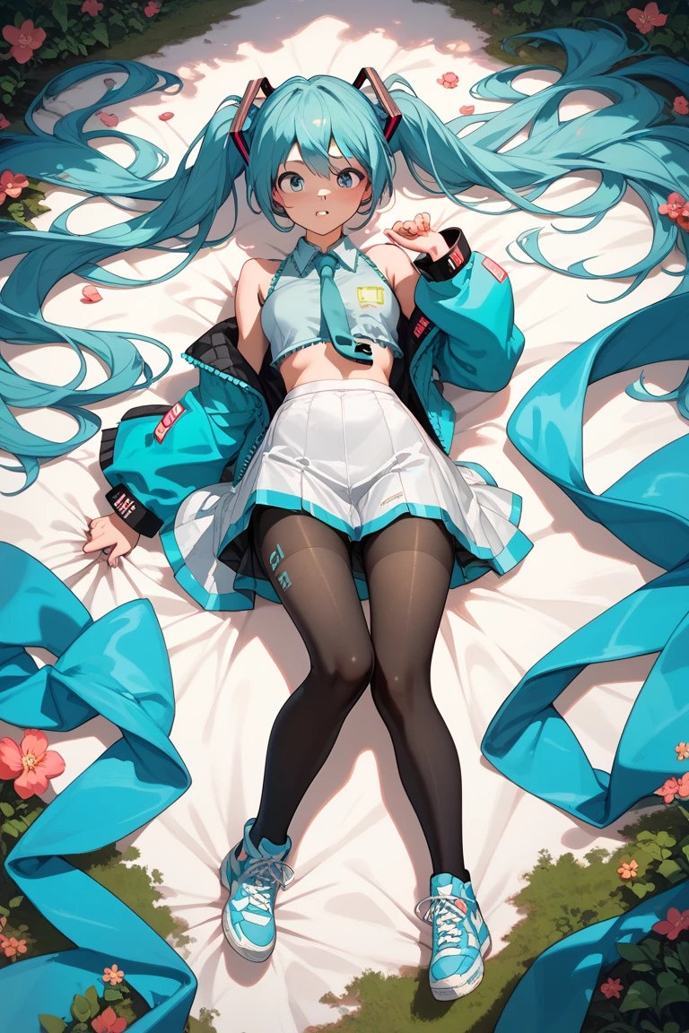 Menina anime com cabelo verde e biquini prateado sentada em uma cama, amigo, cabelo azul claro, salto aldo azul, rosto de americana, musculosa, batom vermelho, olhos verdes, sorrindo, Melhor Avaliado em Pixiv, Mikudayo, na empresa Pixiv, Popular em Pixiv, Pixiv 3dcg |, [ Arte digital 4K ]!!, Pixiv, fanart de alta qualidade