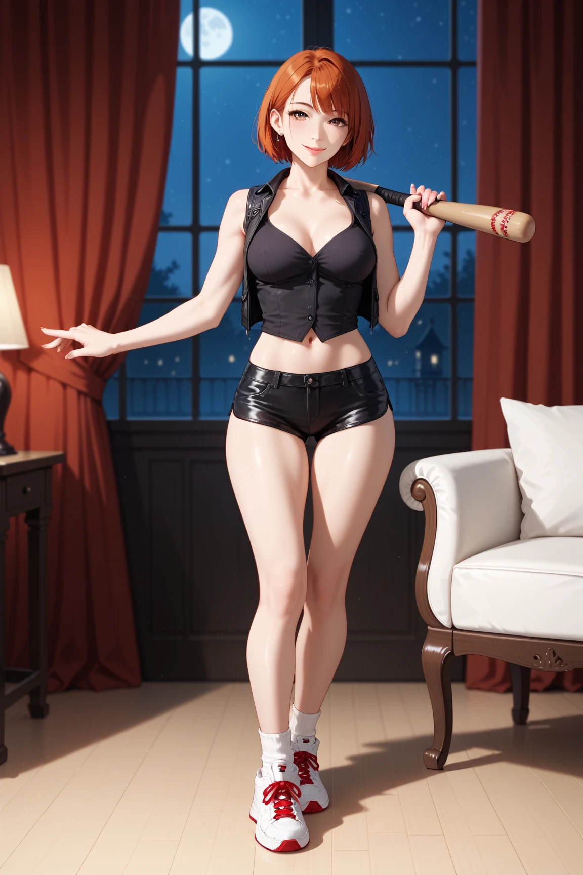 asiagirl, blackstockings, Sit Pose, Focus on the legs, bangs, hair over shoulder, mini top hat, whistle around neck, aqua eyes, seductive smile, Surrealism, cinematic lighting, viewfinder, close-up, Eye-Level Shot, UHD, textured skin