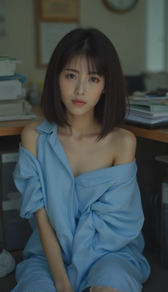 (masterpiece、Highest quality:1.2), Surreal , solo, One Girl, Yukinoshita Yukino, (Glowing Skin、Wet skin:1.2), Sweat, She is smiling so happily, Watch your audience closely, On all fours, uniform, White shirt, Checked skirt, Thighs Thighs Thighs Thighs, afternoon, Classroom Surreal High School Girl、Very tall woman、Short hair with neat bangs 46 points,、Long neck、Listen carefully、Clear double eyelids、Big eyes、The beauty of the golden ratio、Perfect Anatomy、Perfect and exquisite body