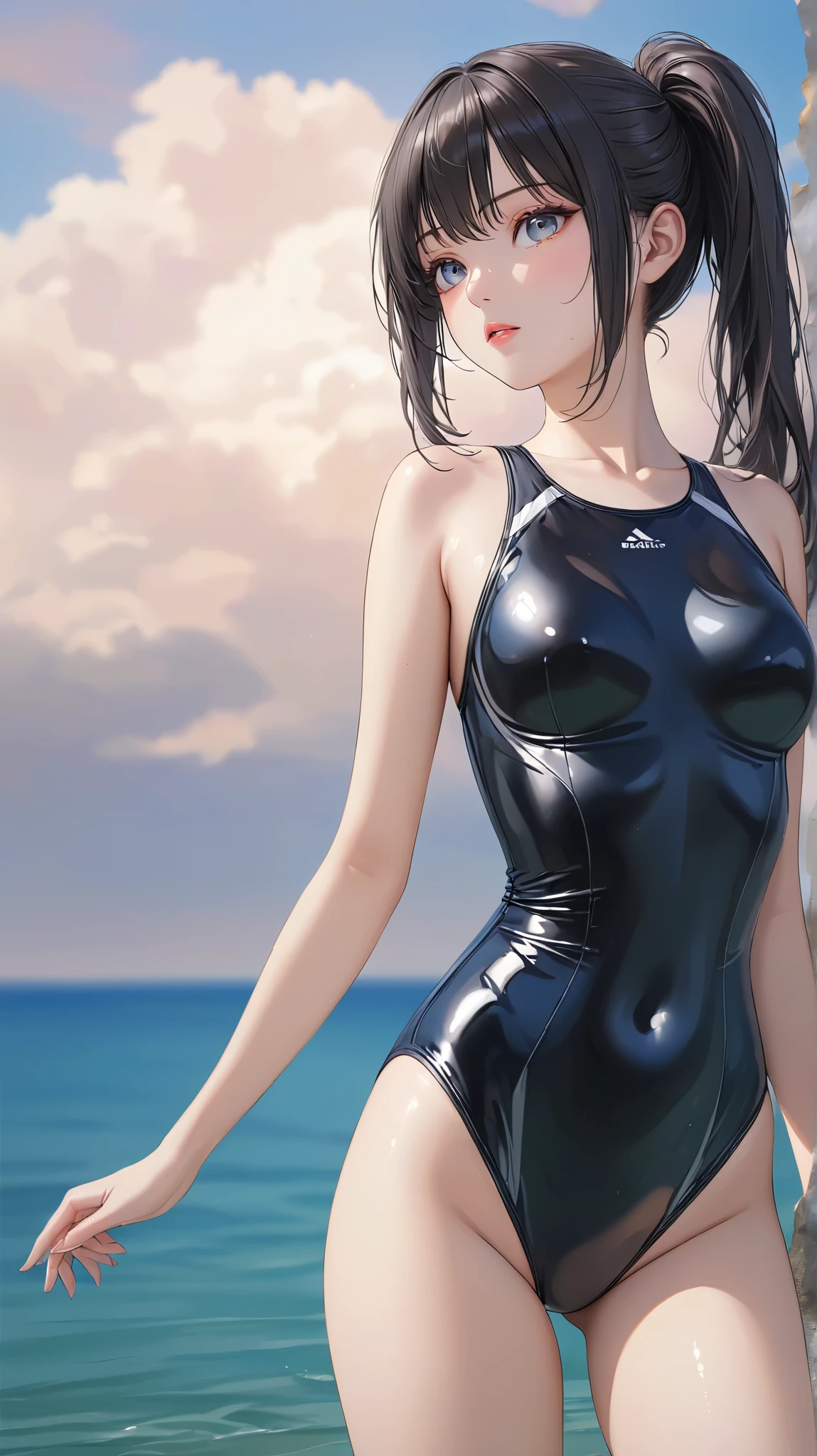 （8K，full bodyesbian），（Gloss on lips，eyeslashes，makeups），swimming uniforms