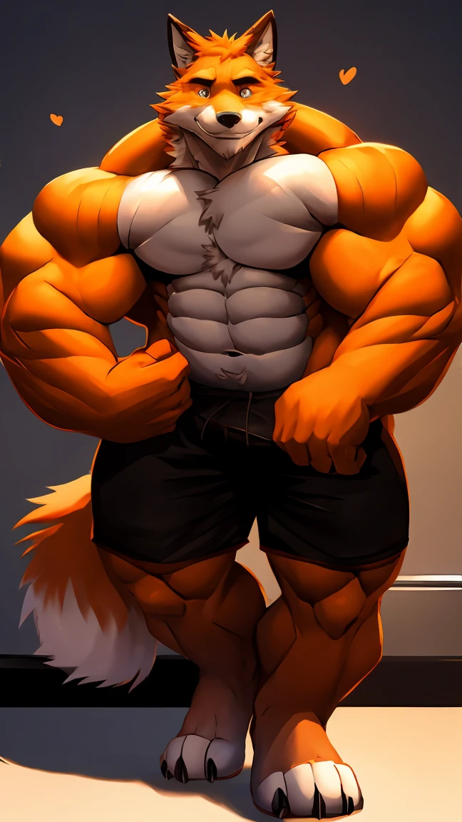 Furry, orange wolf, Muscular