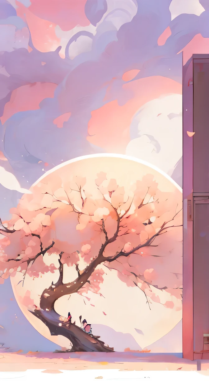  Best Quality, Sky，romantic，pink，illustration, poster,  8,000， masterpiece， cartoon，Simple