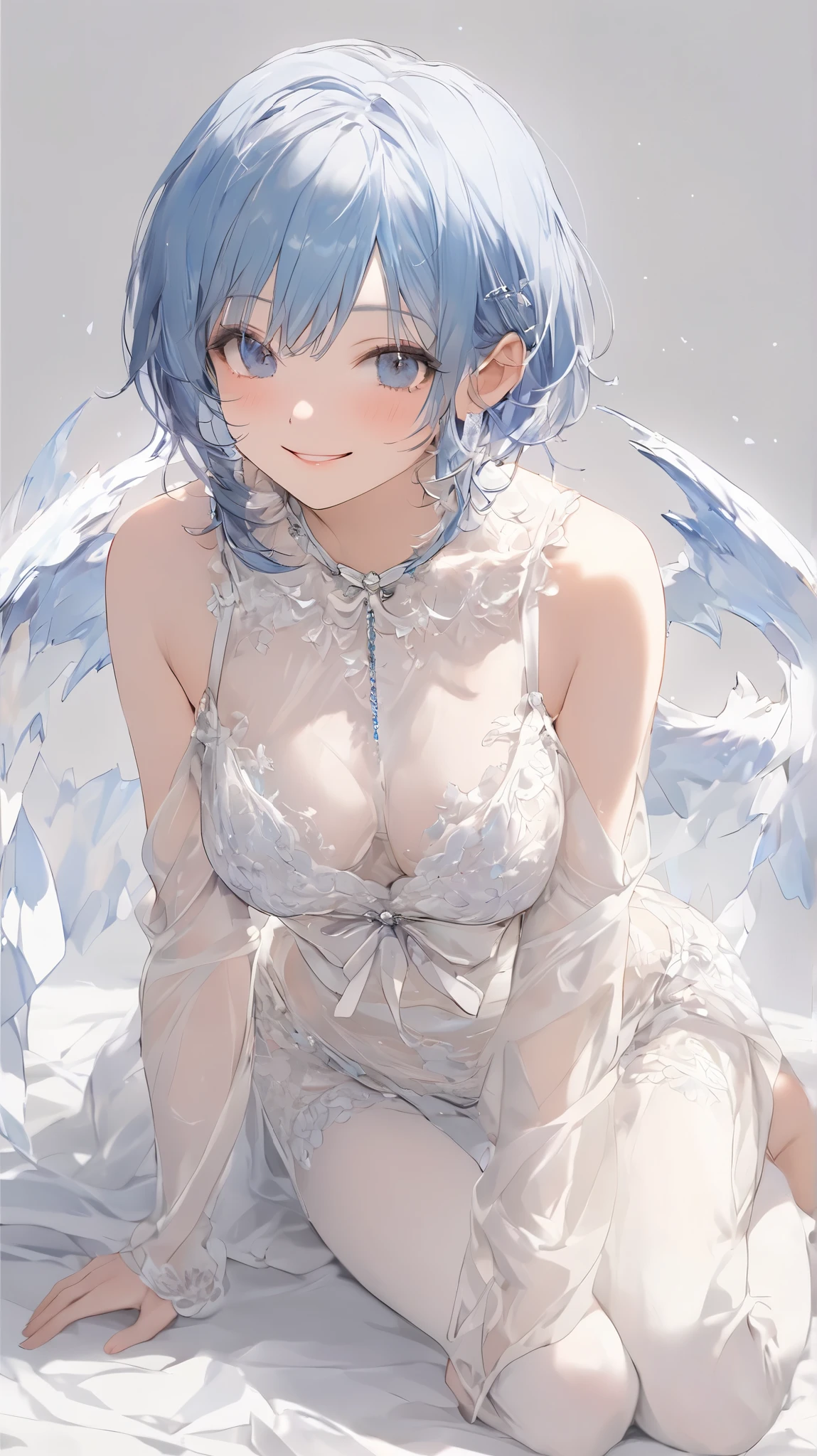 (((Masterpiece))), 1girl, super detailed, hyper-realistic face, (coquettish expression), pantyhose, crop top, rounded wings, luminescent cat ears, ((super cute face)), ((angelic face)), ((incredibly beautiful eyes)), (luminous green eyes), (full body), pink boots, (brown hair), super sexy short hair, (delicate and perfect hands), (perfect anatomy), super delicate and sexy body, sexy pose, ((ulzzang)), (super thin face), Delicate features, ultra detailed, best quality, cinematic lighting, captivating beauty, sexy look, beautiful star background