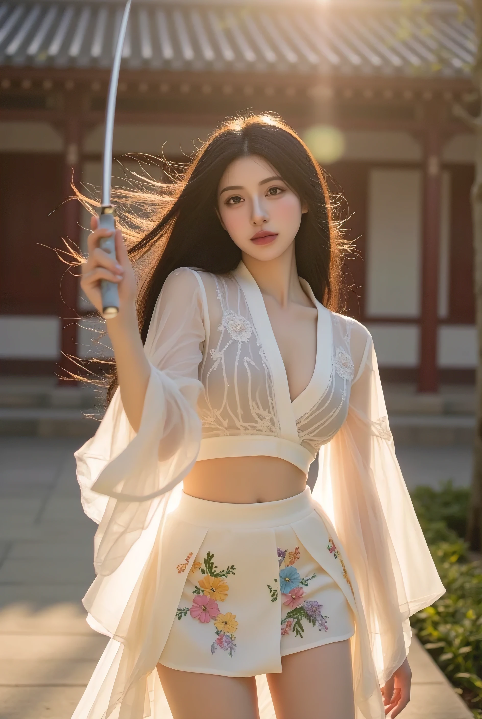 realistic, ((midnight, best quality, 8 thousand, masterpiece :1.3)), whole body, sharp focus :1.2, pretty girl with perfect body :1.4, 23 year old woman, slim abs :1.1, ((dark brown hair, very large breasts :1.2)), ((No Braza)), Crisp breastbone, (Wearing see-through Chinese clothing and short Qi Lao Ng, standing:1.2), pussy visible, hip, ((Standing on the Great Wall of China)), Highly detailed face and skin texture, detailed eyes, double eyelid, laugh, happy expression, earring, pendant, sunset, become dark, backlight, off shoulder,Looking straight at the camera, woman who wants to have sex, 