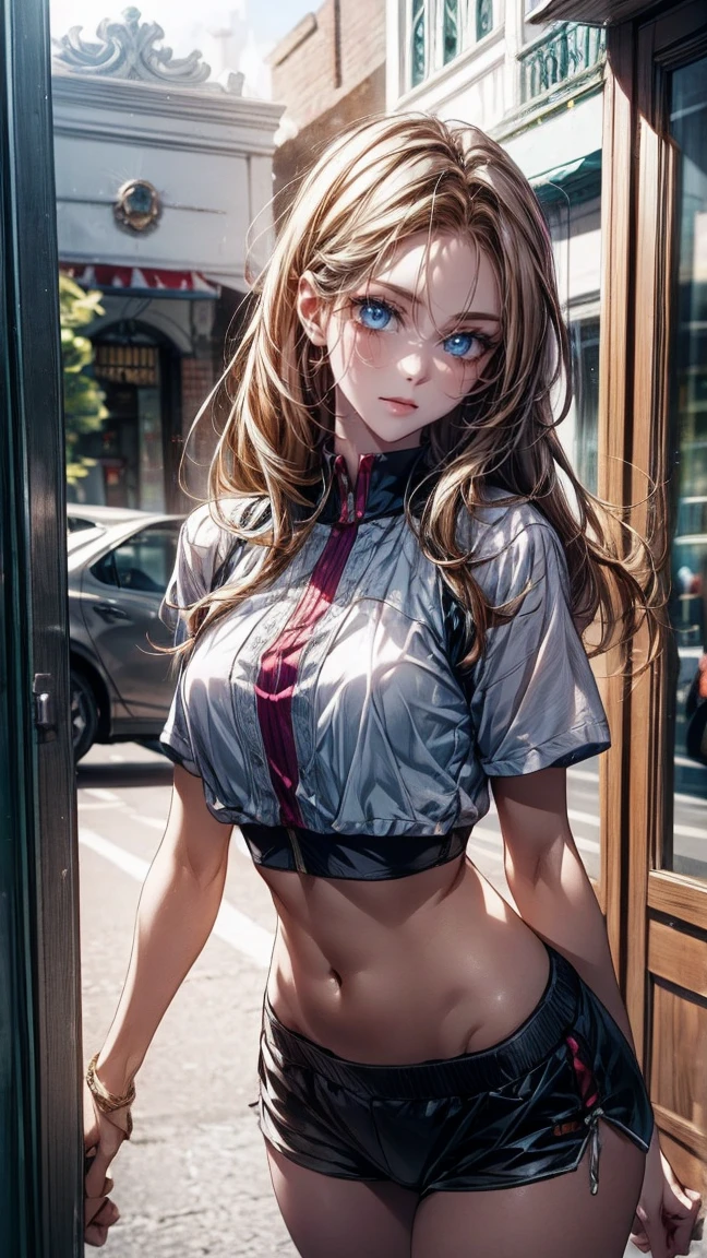 (Master Masterpiece: 1.2), Best Quality, High Resolution, Original, Ultra HD, Very Detailed Wallpaper, Perfect Lighting, (Light White Blonde Pink Hair Color 0.8) , (Very detailed CG: 1.2), ((bare pubic hair: 1.5)), no panties, ((transparent clothes: 1.2)), full body, pantyhose, no bra, photorealistic ((Cameltoe: 1.5)), 8k, perfect artwork, ultra-detailed rendering, highest quality, high resolution, detail maniac, realistic eyes, best quality, delicate face, detailed body limbs, 1 girl, solo, sleeveless clothes, sleeveless shirts, fishnet clothes, dark lips, Unzipped jacket, bare breasts, blush, highlight, superb breasts, superb figure, flesh, tinted, transparent clothes, skinny, open pants, slim,