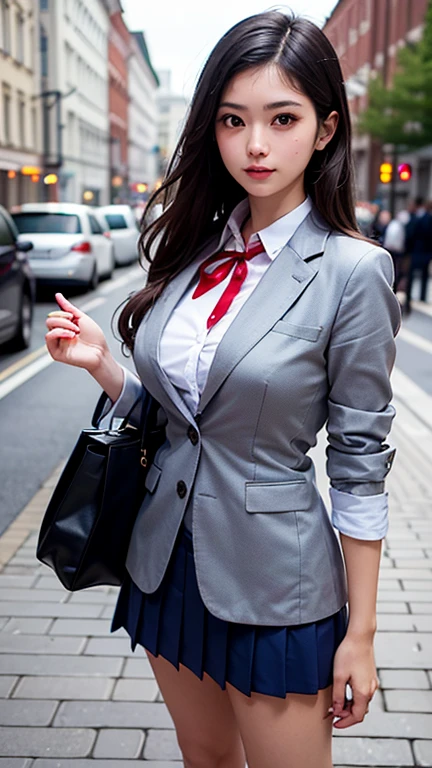A gangster boss on the streets of Japan, A group of gang members stood behind,angry look,Mixed Korean,The background is blurred out,focal,电影灯光,(((tmasterpiece))), ((best qualtiy)), ((Complex and detailed)), ((ultra-realistic realism)), Ridiculous resolution, A MILF, Mature woman, ssee-through, highly detailed, illustratio, 1girll, (huge tit), Thin waist and thick hips,long leges,beatiful detailed eyes, short detailed hair, brunette color hair, a purple eye, (Gangster suit:1.2),Tattooed with,Large flower arms,Full of tattoos,Japanese yakuza,Kamami Yamaguchi,Japanese Yamaguchi-gumi,Japanese yakuza woman,The Underworld,full tattoo,Gangster boss,Lunette de soleil,Gangster godfather,Blood stained the streets,Gang boss,Scarred figure,Bloody violence,Sexy and feminine,(No underwear),pantiess, detailed back ground, perfect eyes, Seductive eye, looking at viewert,From the front,Wear light,