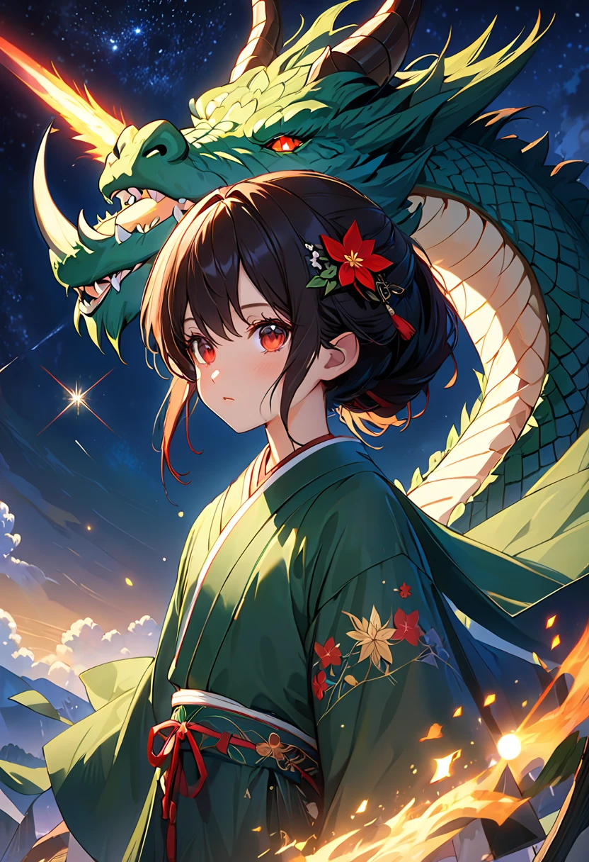 Beautiful noble empress of draconic empire have power of jade dragon