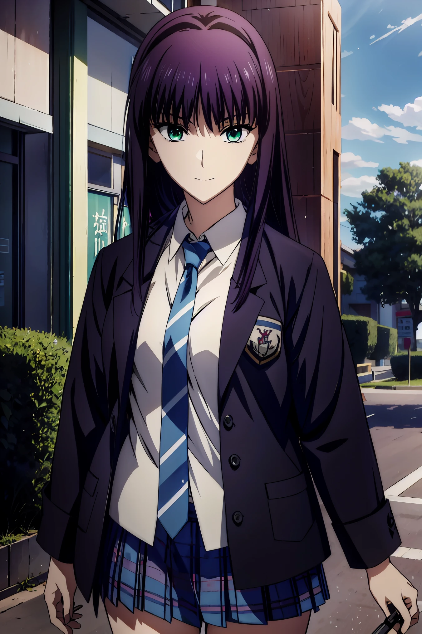 smile face, blazer uniform,赤 purple hair, Green Eyes , eyes like jewels, 超 high res, ((( Green Eyes))),赤 purple hair, beautifulアニメ高校の女の子,( masterpiece:1.2, 最 high quality ), ( exists, photo exists:1.4), beautifulイラスト, ( natural light , Movie Screenplay ), nsfw, watch viewers , COWBOY SHOOTING , Front view of the company :0.6, seat, Japanese, college student の女の子, Perfect Face, beautiful髪, beautiful顔, beautiful and amazing eyes, beautiful鎖骨, beautiful体, beautiful胸, beautiful太もも, beautiful足, beautiful指 , ((( navy jacket ), Light Blue Shirt , details beautiful DEL I'm CATE EYES FULL OF DEC I ON , Black Sox , blue tartan ribbon tie )), ( beautiful風景), evening , Riverside, walk, smooth animated CG art , 魅惑的な Anime Girl , MAKE A GIRL IN A LONG COAT , high res, very well detailedなイラスト, DARK BLUE PLEATED MINISKIRT VIBRATOR , RAW Photo , film grain , standing , U high res and 8K Connection , 長い赤 purple hairと Green Eyesをした Anime Girl , Anime Moe Art Style , 若い Anime Girl の接写, smooth animated CG art , beautifulアニメの college student の女の子, Anime Moe Art Style , シュールな college student の女の子, Anime Girl , 魅力的な Anime Girl , シュールな college student の女の子, GIRL WITH SHINY CLOTHING , high res, CG Details , high quality shadows, beautiful、delicate face、All the details , ディテール beautiful DELICATE EYES FULL OF DECISION,break( high res8Kの壁紙 ),(高度に CG Details 8kの壁紙),Makima ( chainsaw man ),Scathach ( Destiny / GRAND ORDER REQUIRED ),Reika Shimohira , high res, とても繊細で beautifulCGイラスト,最 high quality , exists Feeling , exists fabric, exists texture,((( debris flies))), (((最 high quality ))),8k,At 32k, masterpiece, beautiful and charming anime woman , supermarket, very well detailed, high res,シュールな college student の女の子, masterpiece, 最 high quality , high quality , Freshness , high quality texture, high quality shadow, high detail on the face, sex , seat, college student , alone,I, alone, alone, ADULT BIB , beautiful長い脚, beautiful胸, beautiful太もも, Tight legs , beautiful leg line , Slender Hips at an Unmanned Bar ,Mature body girl, Big breasts only , beautiful胸,reddish purple hair, purple hair, BLACK CURRANT HAIR , charming Anime Girl , colorful hair, straight hair ,shy smile,幸せそうなsmile, Brilliant appearance ,cute smile,Cool Beauty, beautiful女性, handsome face , beautiful写実性, attractive figure , 魅惑的な顔 , Calm expression , beautiful髪,smile, colorful eyes , Green Eyes,Jade Eyes, beautiful目,bright eyes, DELICATE EYES FULL OF DECISION, Jewel Eyes ,Jade Eyes,( Green Eyes:1.5), charming face ,8 heads,:: 174cm,彼女は首に necklace 身に着けています, necklace ,beaded necklace ,Magatama Accessories,smile,