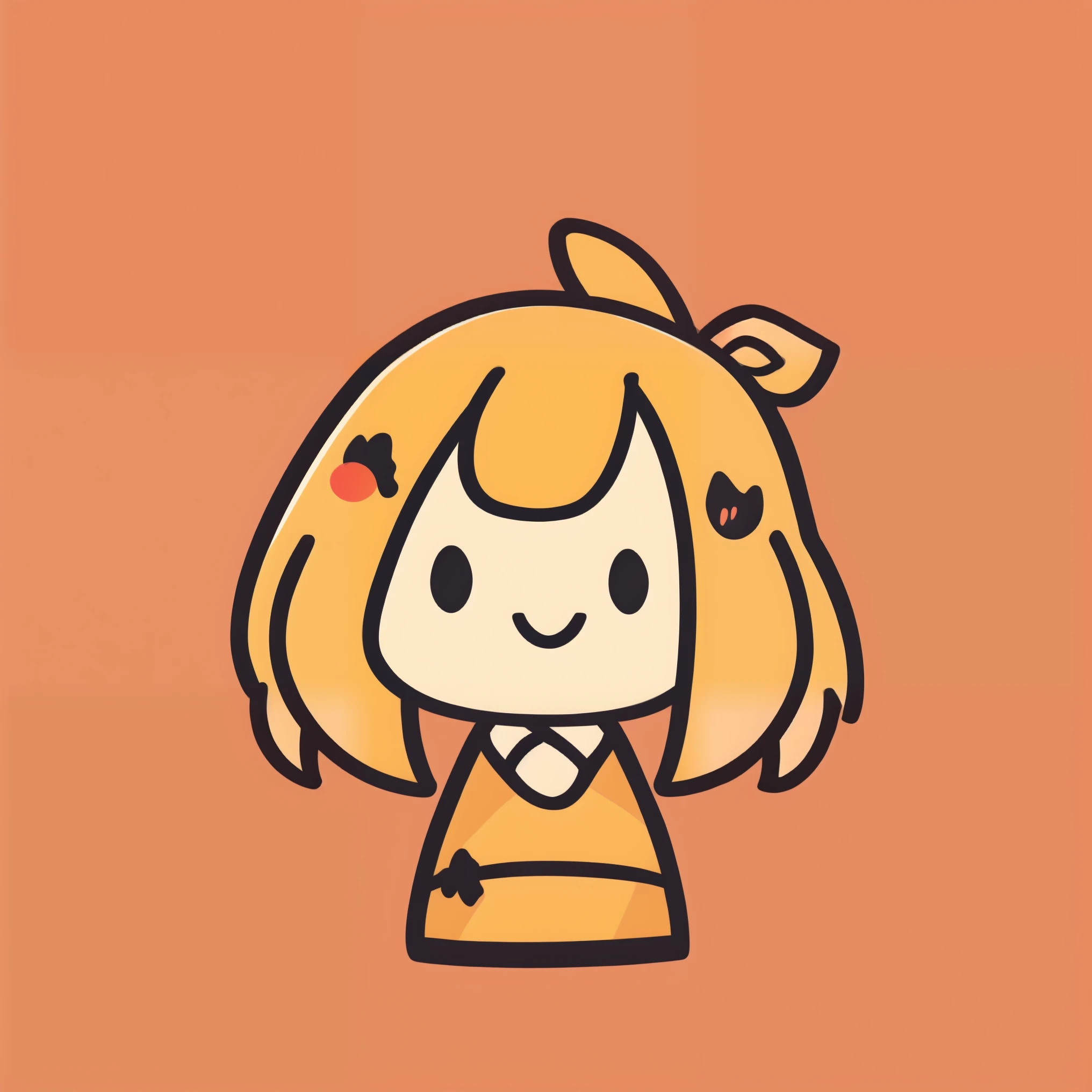 flat avatar , 1 girl, Alone, smile, hair ornament, simple background ,