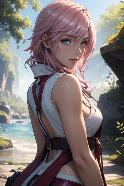 full body,landscape, nature background,masterpiece, Cherry blossom forest, (high detal:1 1), Natural skin, high qulity, NSFW, Naruto Sakura,A pink-haired,short detailed hair,Green eyes,(Large breasts:1.2),(Off-the-shoulder attire:1.5),Leaking out of the shoulder,(比基尼:1.5),(ssmile:1.2),Be red in the face,(cleavage:1.4),Sexy figure,perfect bodies,white clothes,beautidful eyes, (Detailed face and eyes), (the face: 1 2), noises,Extra, real photograph, .................PSD, Lamp film photography, sharp fokus, contrasty lighting, Delicate skin, High resolution 8K, insanely details, realisticlying, professional photoshooting, 8K UHD, SLR camera, softlighting, high high quality, filmgrain, Fujifilm XT3,magic,particle fx