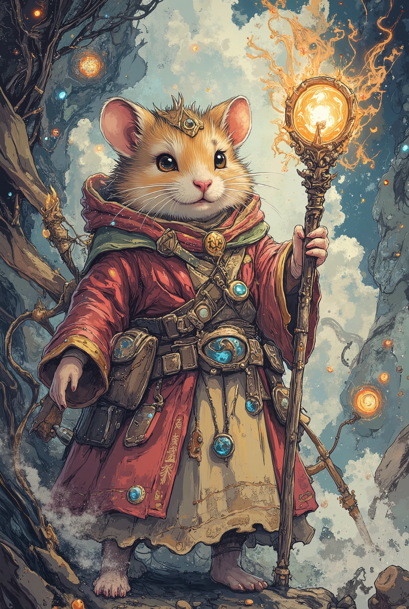Hamster mage, masterpiece, best quality , Super Detail,4K