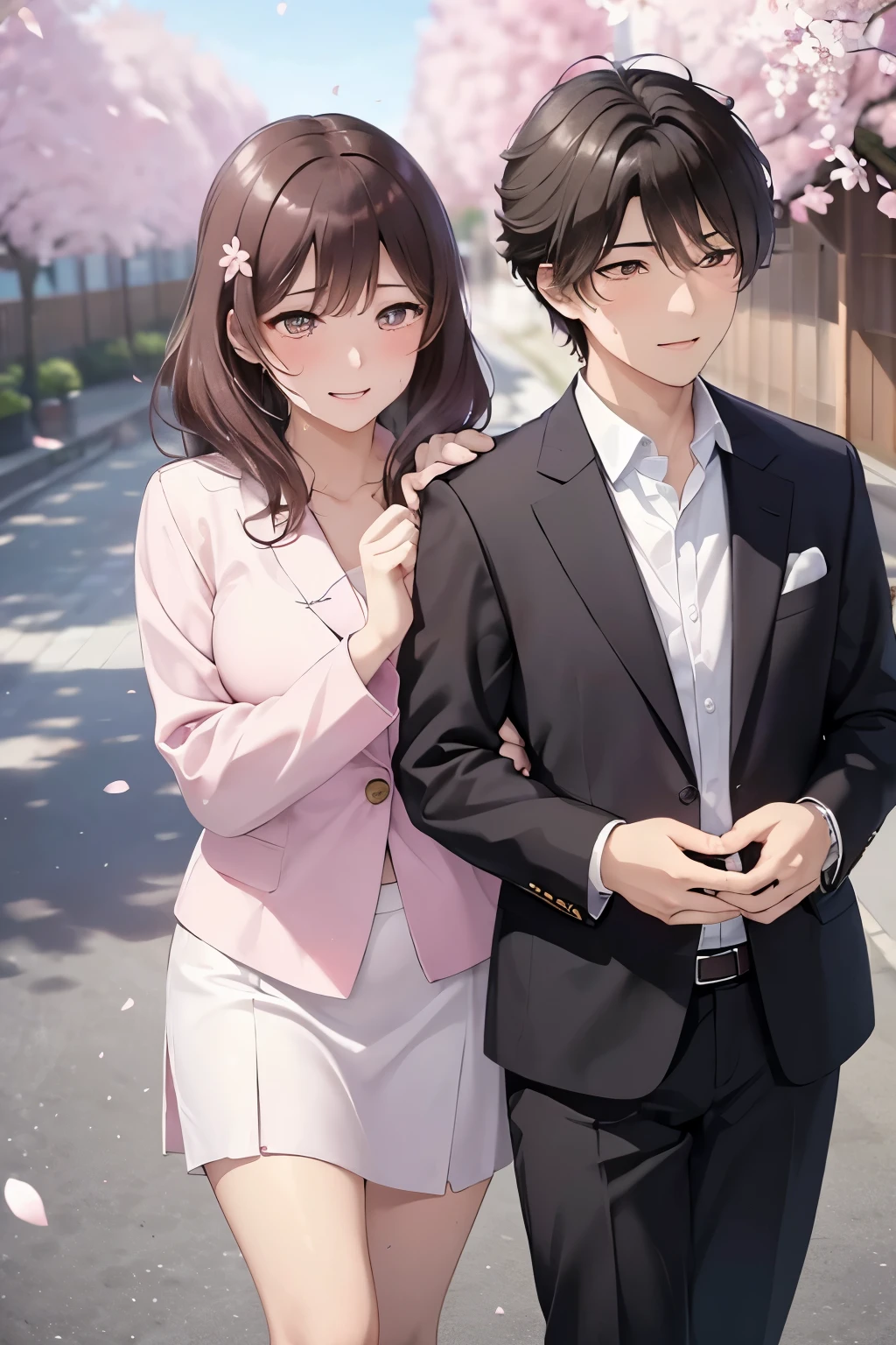 ((Woman and  boy ,     mother and son))、      high definition    ,  (    beautiful brown eyes、Shining eyes fine grain)、smile、超fine grain、   とても  beautiful顔 , Very fine grain, cowboy shot、   Woman in her 40s   、  boy in school uniform, Like,     School Graduation Ceremony  ,

((    top quality , 8k,     masterpiece: 1.3)),     Details,    Details   beautiful face,    Details clothes,     Details eyes,    Details skin,    Details gift,   Detailsな手と脚,    beauty, Hide your face,     Woman in her 40s 1 人,     1 ager   ,     beautiful: 1.3, 
     Light pink suit , short , (    standing under a cherry tree ), 
    とても  beautiful顔 ,   very    Details lips, fine grain,    double eyelids,     wet, Sheer,   happy and embarrassed     , Tears of joy,  Cherry Blossom Petals Dance,