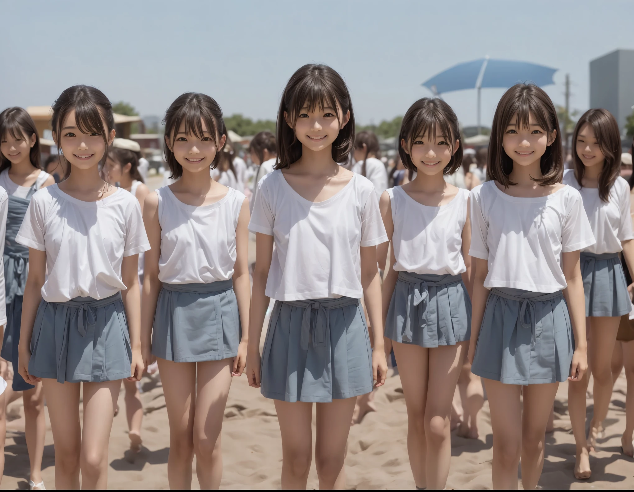 cute Japanese girl 、( topless :1.3)、(flat chested:1.3)、smile