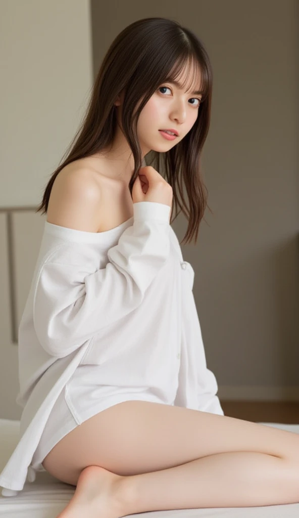 ((Backwards:1.8, Butt facing the camera:1.8, Japanese-style room in a ryokan:1.8, Sleeping on a futon:1.5)), (()),((Tracksuits:1.8, barefoot:1.5)), (smile:1.5), Erect nipples, 1 girl, alone, 18-year-old, 7 Head to Body, Ideal body proportions, Black Hair, With bangs, Small breasts, thin, ((Round ass)), Beautiful legs, thin脚, Surrealism, Cinema Lighting, Depth of written border, First Person View, 胸F/1.8, 155mm, Ticker, Pieces fly, Collect and organize, ((Anatomically correct:1.3)), Textured skin, Super Detail, Attention to detail, high quality, Awards, 最high quality, High resolution, 8k
