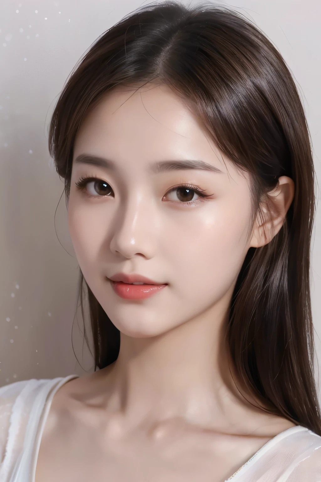 ((Highest quality, 8k wallpaper, masterpiece : 1.3)), (Well-defined abs : 1.1), (Ultra Resolution : 1.0), Beautiful Lighting, Soft lighting, Daylight, Sunlight, Realistic Shadows, Ultra Detailed, Studio shoot, Photography, A beautiful Korean girl, Detailed skin texture, Fine eyes, Blush, Realistic eyes, Detailed Lips, Glossy lips, Glossy face, Dark brown hair, (Never exposed : 1.3), Naturally, Thin layer make up, Bright skin, Smooth face, A slight smile on face, A face in profile.