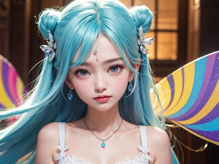 Top Quality, Masterpiece, High Resolution, 8k, wide objective, full body shot, (((skinny cute girl, barely legal, age 14), (oversized silky see-through puffer jacket with plunging Neckline, off-shoulder, short sleeves), mediumperky breasts, extremely detailed face, detailed eyes, thin eyebrow, detailed lips, no makeup, long slick ponytail side shaved hair, small hips, (in a spaceship, on a bed), dim light, dramatic and neon colors, futuristic setting, intricate details, at night, random pose, random neon colors))
