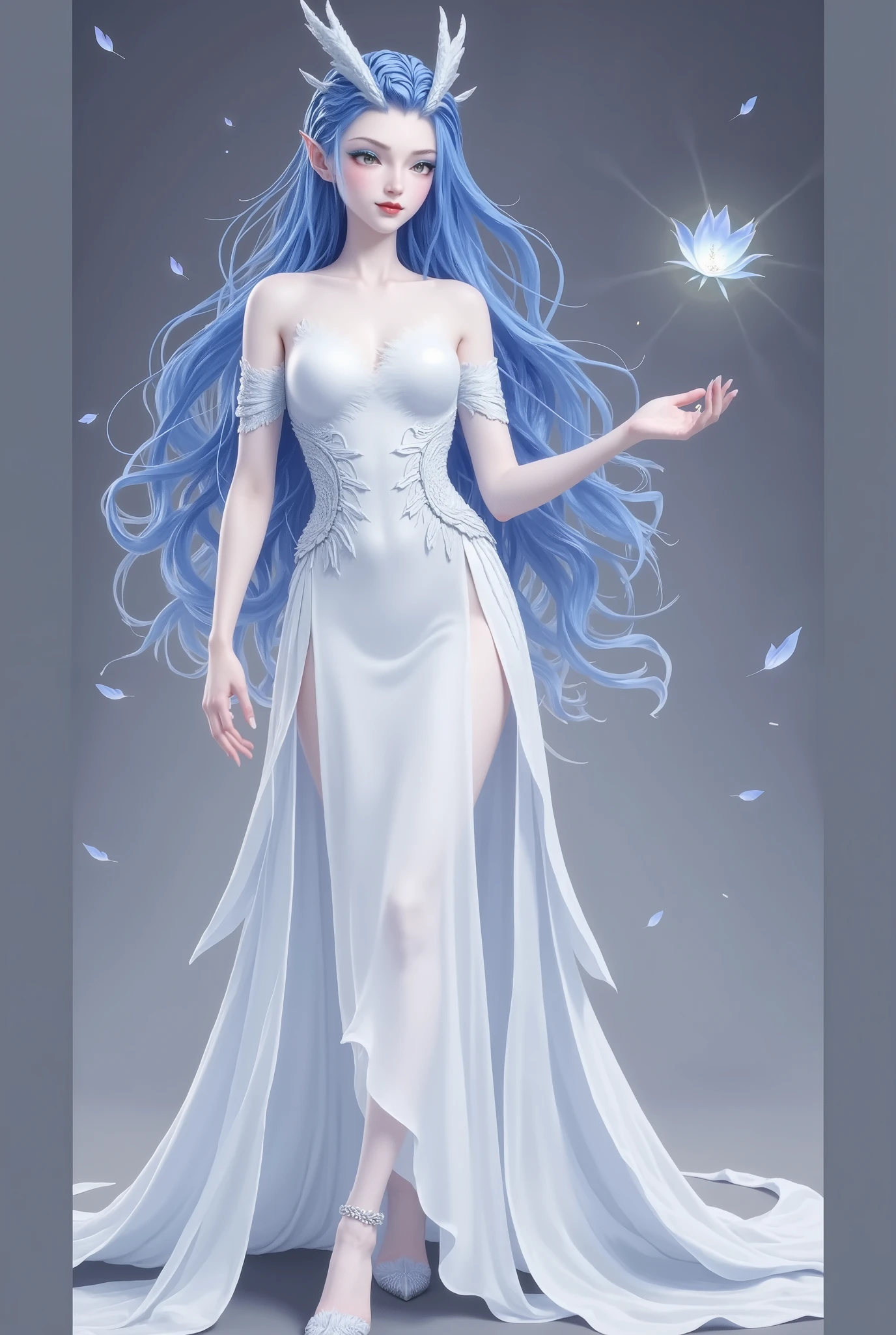 Dragon Girl,  unique ，  blue hair, 