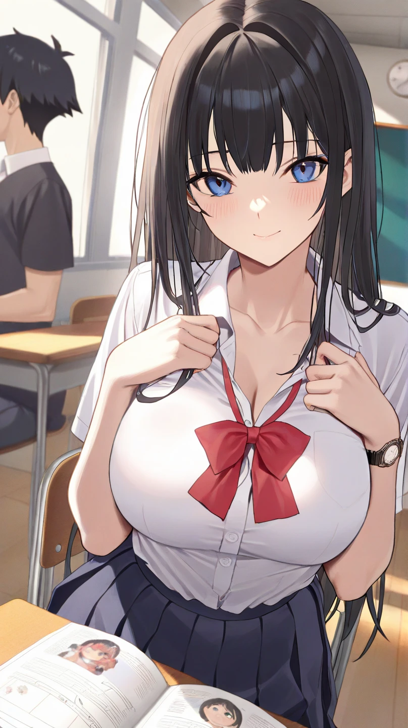 {masterpiece}, {Highest quality},One girl,School_uniform,Big Breasts