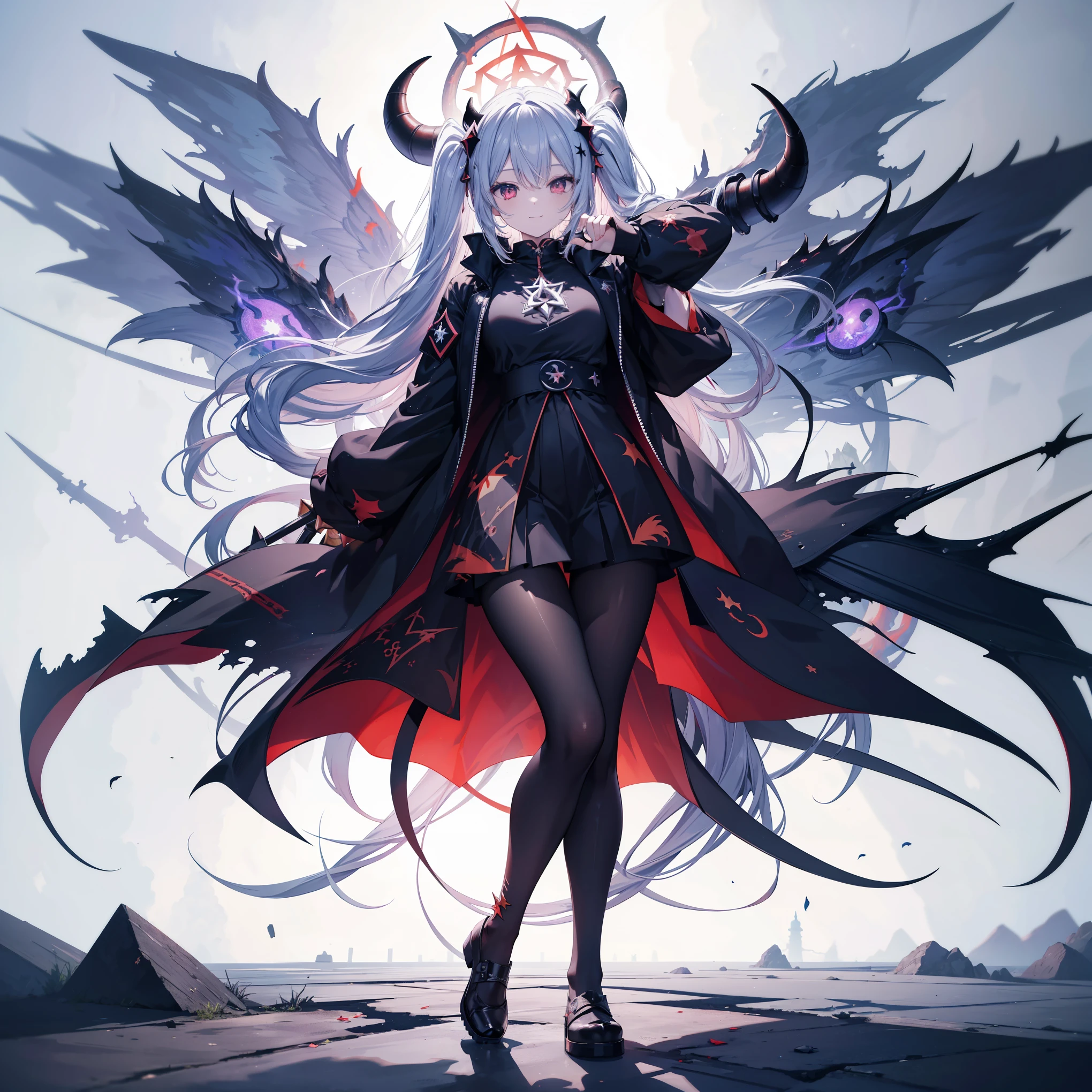Young girl with long eyelashes、In a realm of darkness and despair, A mysterious figure appears — an anime girl surrounded by an aura of sinister charm. Slimming,Small breasts, Her presence attracts attention. Her sharp, Crimson eyes pierce the dark atmosphere., Revealing the depths of inner darkness.The girl's pale skin、In contrast to the silver hair, With crimson strands that hint at her mystical nature. She is adorned with a black dress with a high collar., Her cleavage is tantalizingly revealed, The lace pattern stands out,Ribbon trim,Add elegance to her outfit.Her menacing gaze, Enhanced by heterochromia, Lock onto target in attack pose. Demon wings spread from her back, An ominous extension of her dark powers. In her hands, A knife stained thick and red, Evidence of her ruthless nature and deadly intent.Black color palette, Gray, And crimson dominates the scene., It creates a gloomy atmosphere that matches the girl's evil aura.. Shadows dance、It's a realm of sinister intent..Black color palette, Gray, And crimson dominates the scene., It creates a gloomy atmosphere that matches the girl's evil aura.. Shadows dance、It's a realm of sinister intent..With the help of the enhanced Lora model, Intricate details of a girl's eyes, face, And the skin is revitalized, Showcasing the depth and complexity of her character. From above, The viewer observes this haunting presence, Witness the collision of her dark beauty with the eerie surroundings.In the world of "Shadow of the Abysplore、The mystery of the anime girl who became a murderer. Uncover the secret hidden in her crimson eyes,Penetrating deep into the twisted depths of her being. Be careful as she navigates the boundaries between light and dark, Leaving a crimson trail in her wake., Goth Girl, gem,White-haired young girl Small Breasts Asymmetrical Hair crystal wings Wings of Ice ice Perfect hands