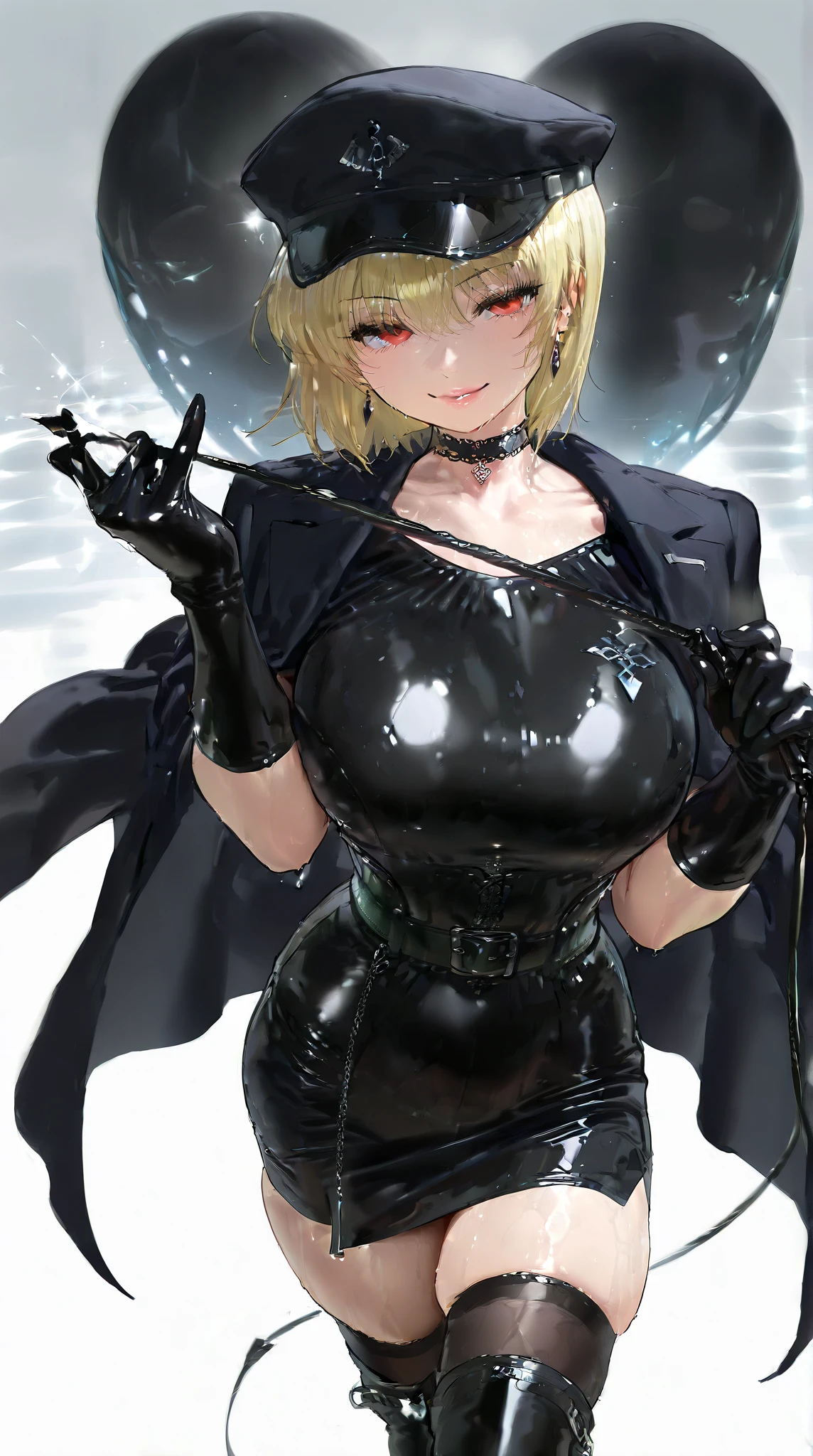 Arrogant look, Domineering smile,
ruanyi0110, hat, katana, zipper, BDSM, dominatrix, black bodysuit, boots,
(from above:1.2),((close up head)), Selfie,
djeeta,Zeta,One Girl,Blonde,Shiny Hair,short hair,hair band,Brown eyes,teenage, cute, very shiny 肌,Shiny body,plastic glitter 肌,exaggerated shiny 肌,illuminated 肌, (Huge breasts, Glamour:1.1),(Huge hips),Tight waist,Long legs,curve,Cleavage,erotic,Bold,Revealing clothing,show 肌, (Realistic eyes, Natural skin texture, Realistic facial details), High resolution,Sharp focus,(Super detailed,Very detailed),(Very detailed CG unity 8k wallpaper),(((Vibrant colors))),{best illustration}, Beautiful Eyes,Symmetrical eyes,Big eyes:1.5,Seductive eyes,((complete anatomy)),Perfect Fingers, pubic hair,(erection of nipple),Camel Toe, (((Glamorous clothing))),