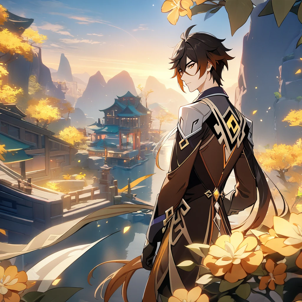 (best quality,4k,8k,highres,masterpiece:1.2)1boy, Zhongli,Genshin Impact,beautiful detailed face, portrait