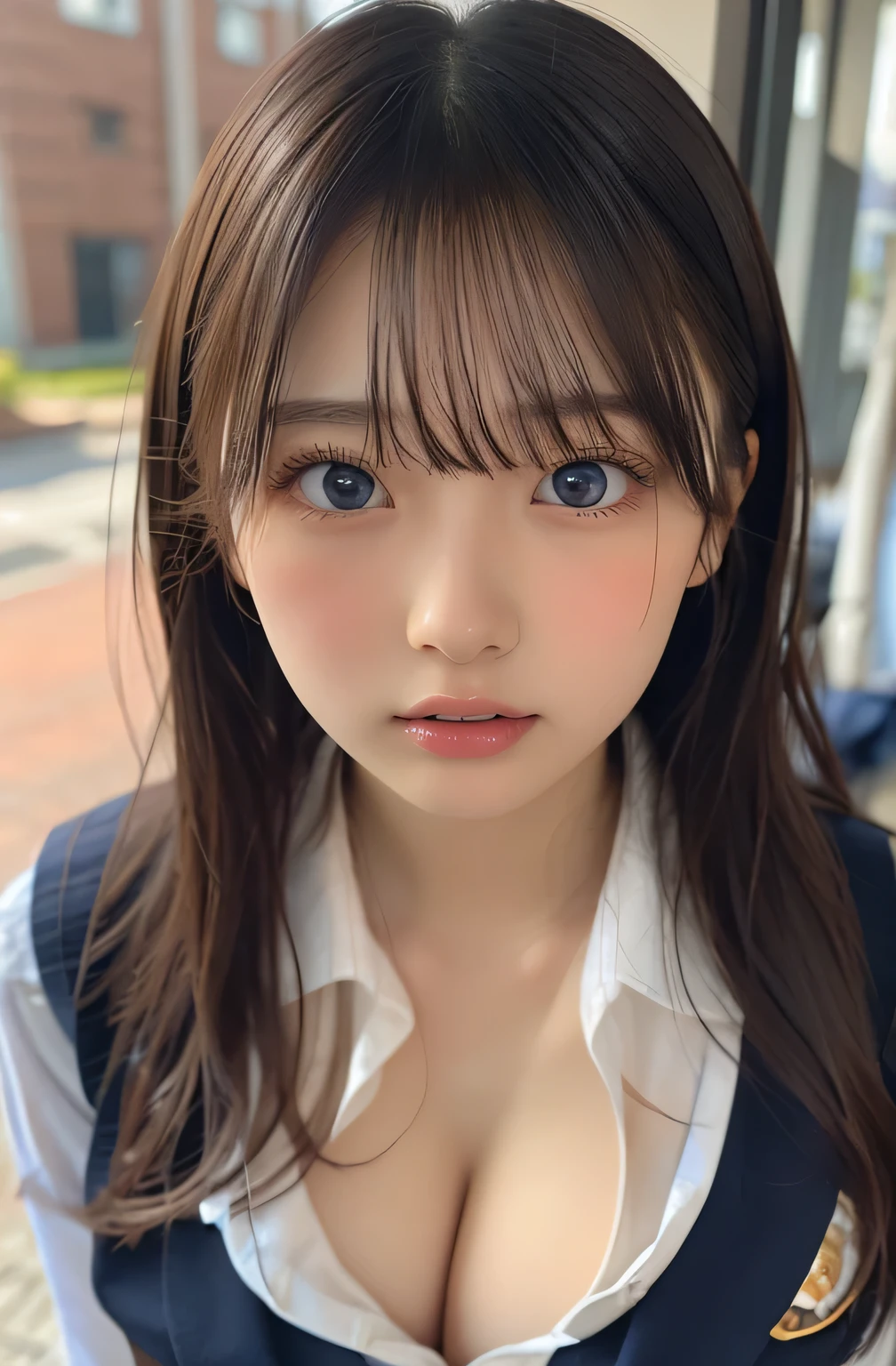 sailor suit、school uniform、A beautiful girl in the world、shiny glossy skin、sparkle on the cheeks、bangs between the eyes、光沢のあるシルクと非常に長くてまっすぐなbeautiful天然ブロンド、eyeliner、Sexy and beautiful 35 years old、High resolution, big, beautiful, bright light blue eyes、Beautiful and bright girl、sharp、