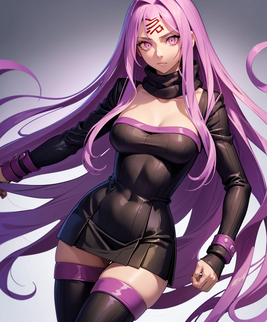 1girl, Best quality,Masterpiece,high resolution,Only, bustier , handsome,{Medusa_FGO:1.15},long_hair,purple_hair,very_long_hair,purple_eyes,blush_face,breasts,Big_breasts, bustier white, squatting