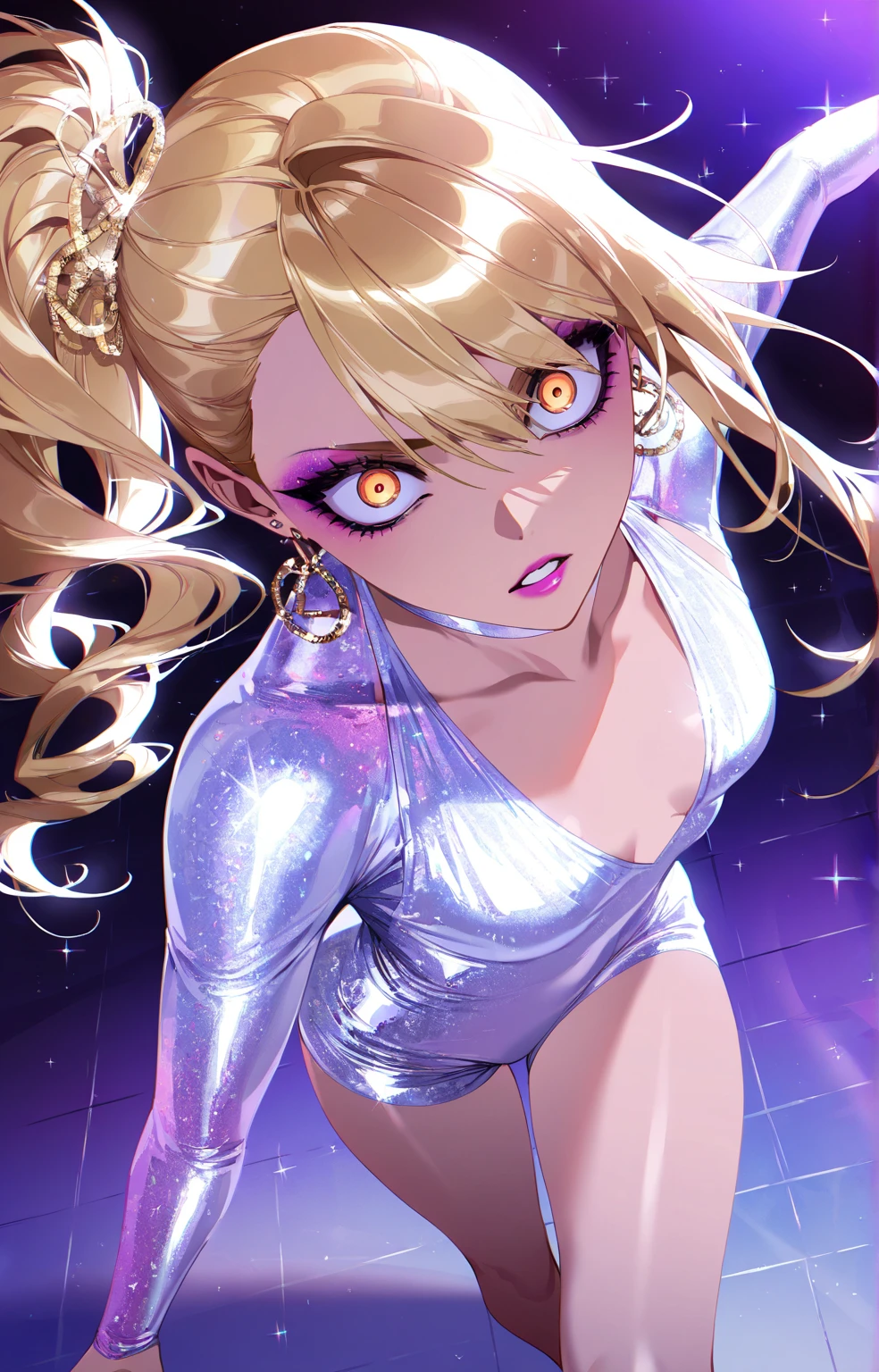 melhor qualidade, garota de anime, triste, linda, corpo inteiro, noite, ambiente escuro, Fora
