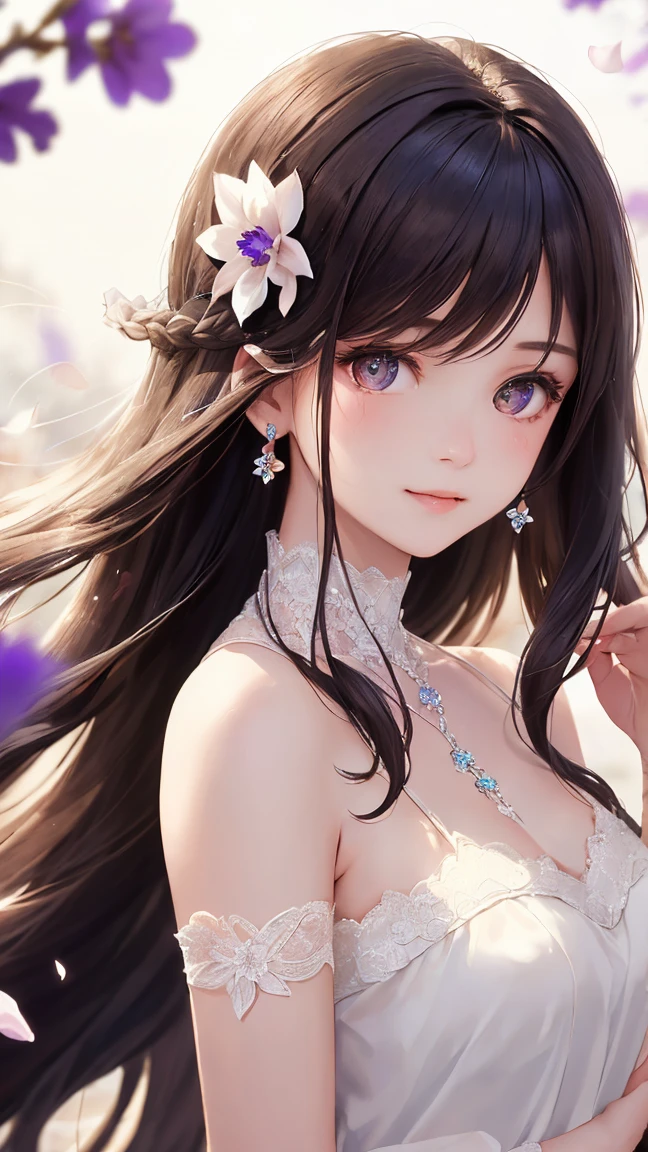 masterpiece、highest quality、High resolution、high quality images、8K, 1 female、skin luster、Texture of skin and clothing、Expression of fine eyes、Shiny latte colored hair,long hair girl, Manga inspired by Lee Jong-suk, trending on deviantart, Realism, detailed manga style, manga art style, perfect line drawing, beautiful line drawing, digital manga art girl, K-POPアイドル, dress, beautiful pink eyes, plump lips, detailed gorgeous face, (cute smile), charm, innocent, Side view, (perfectly detailed face), (fine hands) photorealistic images, Depth of written boundary, half up hairstyle, tiara, White wedding dress,at the wedding,association, evening,lots of roses,bionde、Curl Roll、whole body