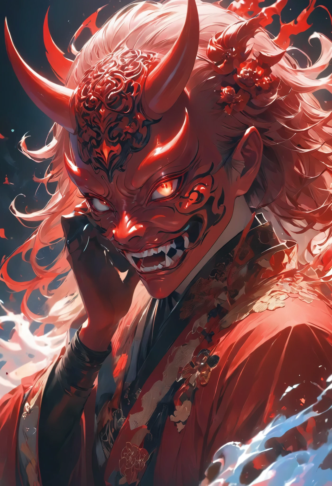 attacks you、Oriental Red Demon, BREAK an oni that covers the entire face, left focus