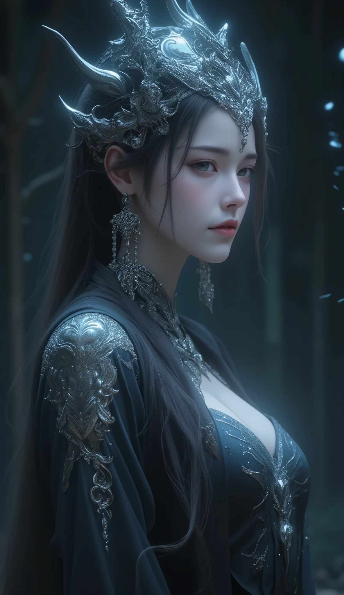  Never drawn ,  Extremely beautiful production , Transcendental charm ,  Relaxed time ,  Beauty standing in dark, closed silence