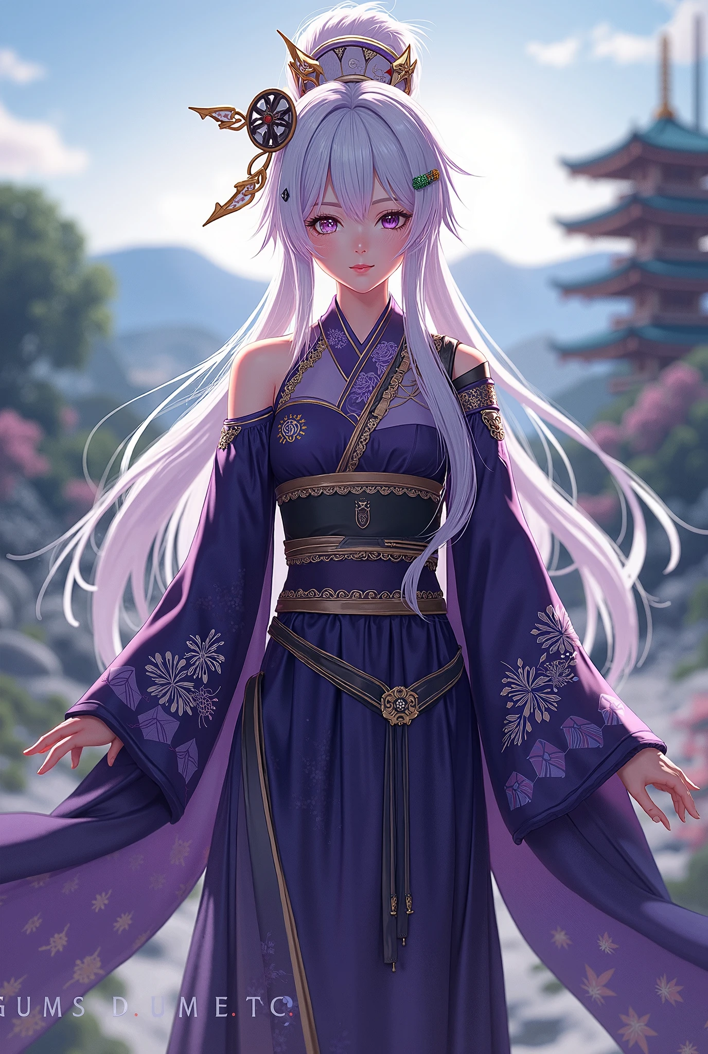 full body,full shot,sfw,russian goddess princess girl in the image of a geisha with big bright blue eyes and long fluffy eyelashes Nordic type with a perfect graceful figure and very long and fluffy wavy hair of bright wheat colour stands in full growth on the alley against the background of blooming Japanese pink sakura in Japanese kimono colour bright navy blue and Japanese shoes gane colour bright navy blue, Girl's lace kimono with intricate patterns with frank cutouts ultra short frankly sexy, Small breasts with protruding are viewable through the fabric and in the girl's ears are beautiful long delicate ear-rings with precious sapphires that shimmer and sparkle in the light The ground on which the girl stands is lavishly strewn with cherry petals, the scene is highly artistic, high resolution, sharp focus, artistic style Migjorni-V5, hyperphotorealism, perfect proportions, golden ratio photo, flare, outline, sunlight, soft glow, soft focus, photography style soft focus through a Monocle lens.
