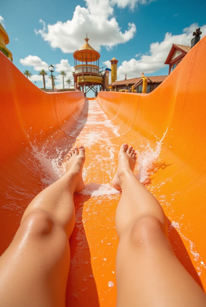 A conoa tired feet in an amusement park
