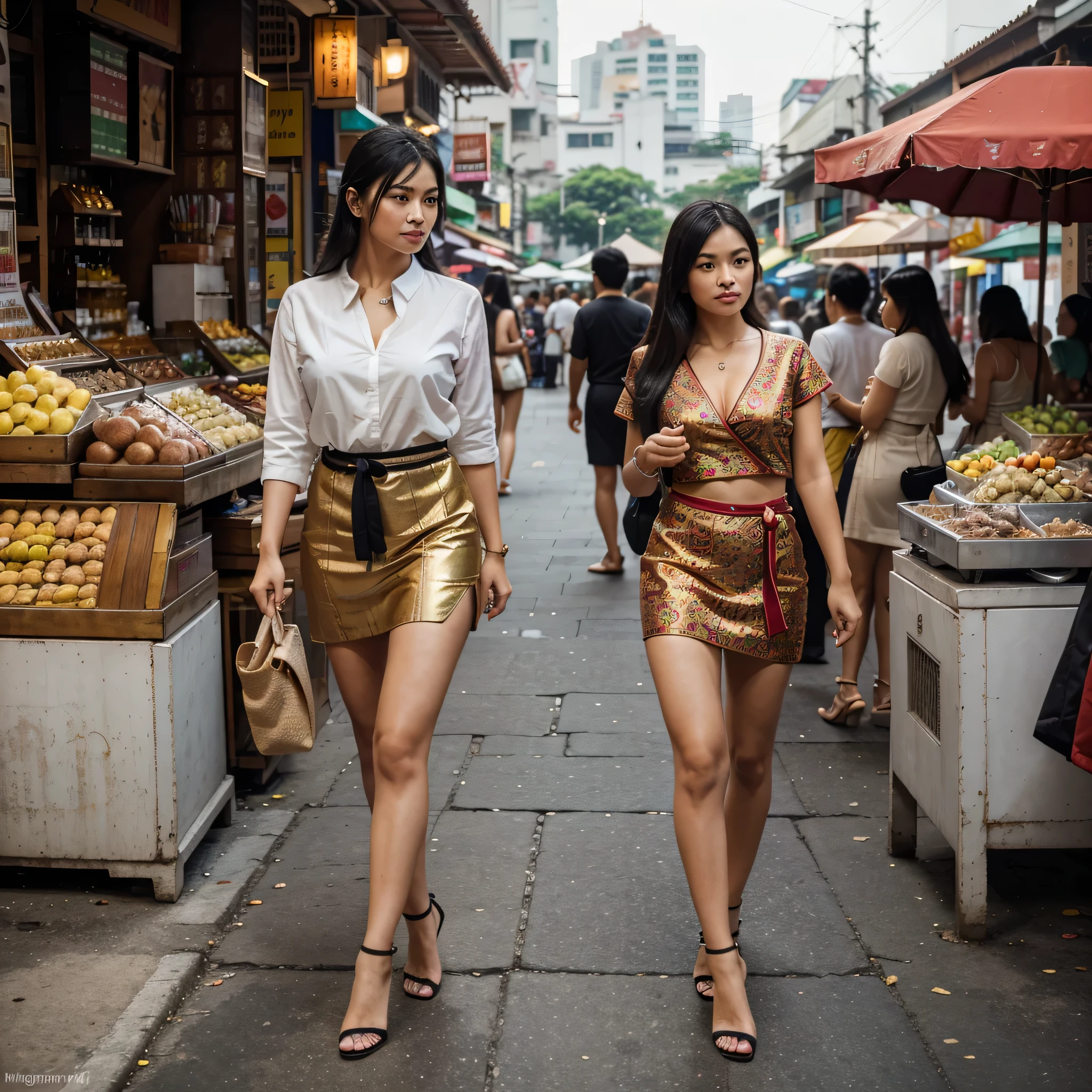 Songkran, wet street party, soaked young girls, drenched, dripping, wet clothes, wet skin, wet hair, 8k, masterpiece, photorealistic, beautiful