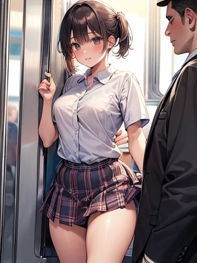 Browsing Caution,masterpiece,Highest quality,High resolution,Very detailed,Otherwise\),Glasses,shirt,Pleated mini skirt,pantyhose,underwear,Embarrassing,Estrus,desire,(Ahegao),blush,,(Inside the train),Half naked,Open clothes,Spreading pussy(Men with bad faces),(Have sex),put in,Creampie,(Squirting),(Molester)