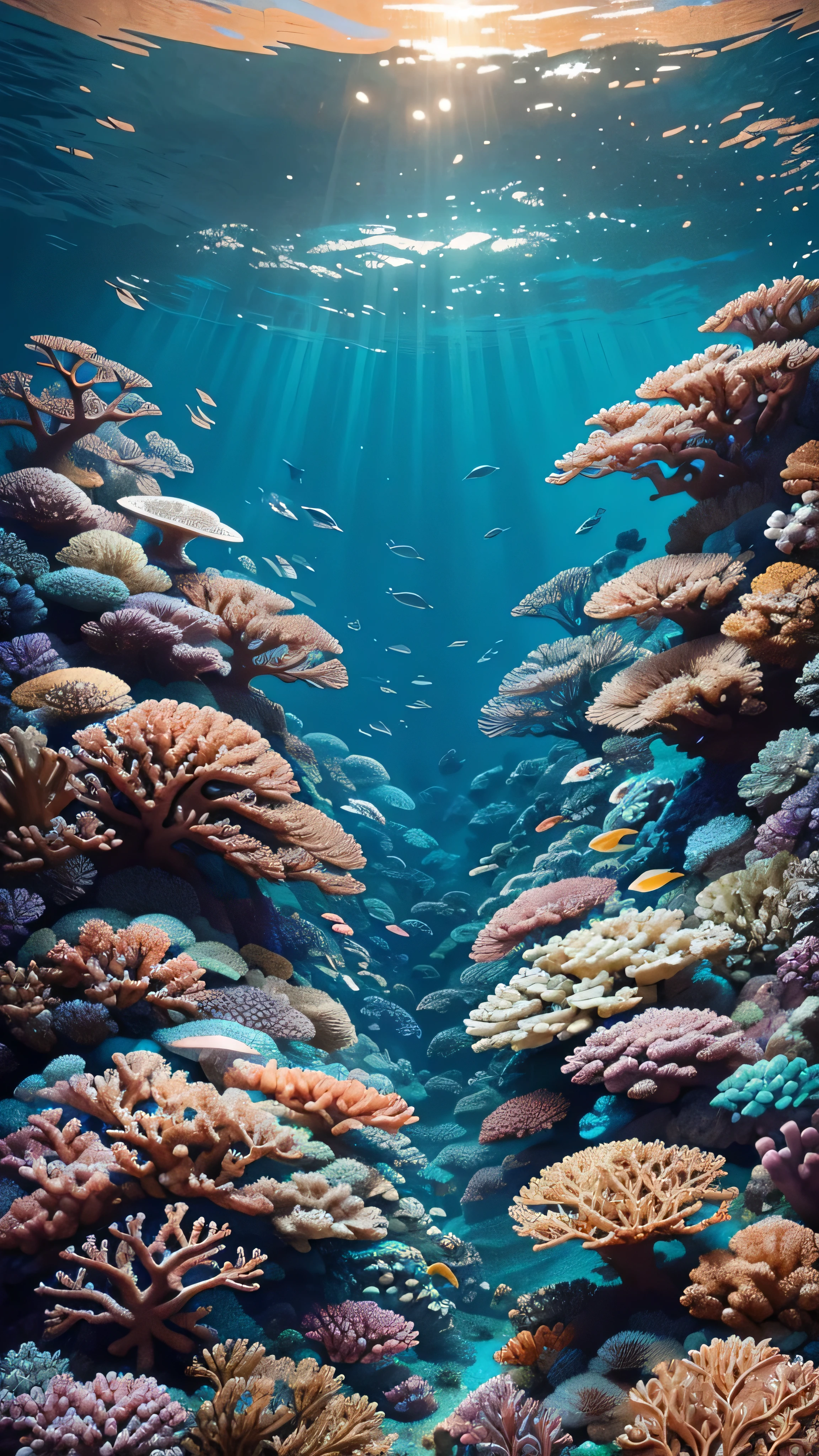  in high-definition images、 Spectacular Dramatic Expression in Intense Style  、  Underwater Scenery  、  Gothic Underwater Scenery  、  colorful coral reef 、  Masterpiece of Ocean Imagery  、  Details of the Highest Quality Complex Corals in Ocean Water 、  super clear 、 Screen Environment  、 Realistic shadows 、  Bastien Recouffe Douarme  、24K。