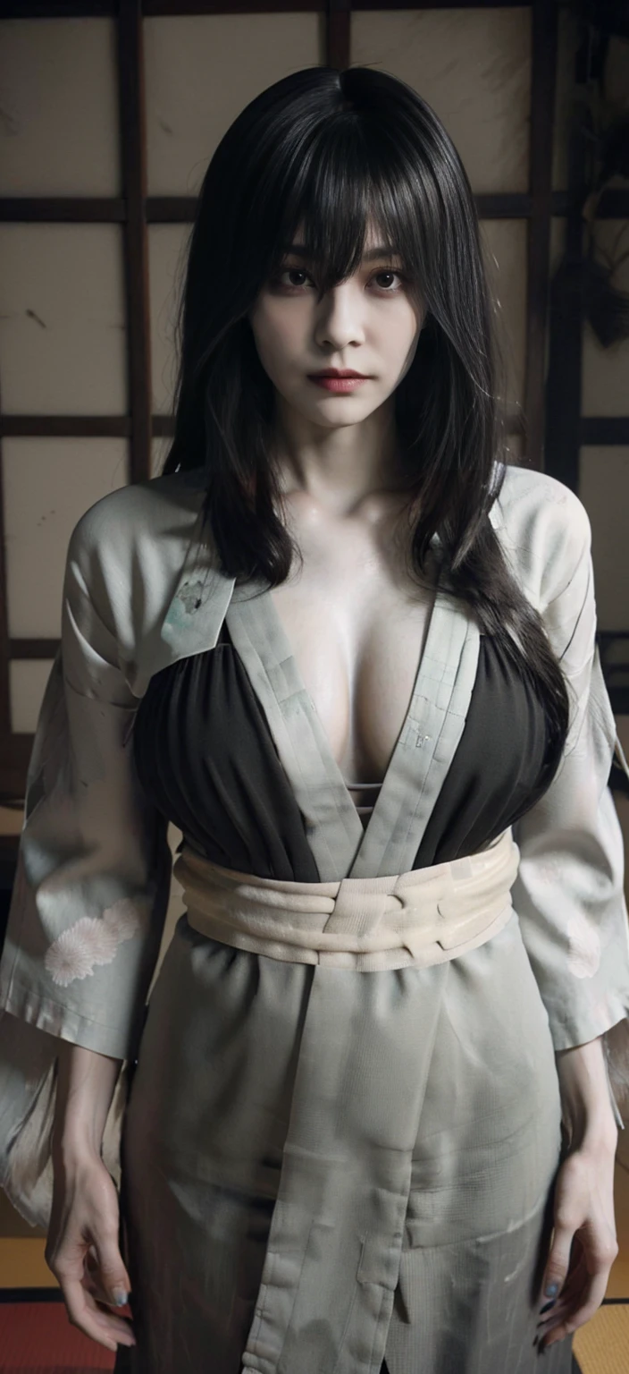 Raised sexy,big breasts exposed cleavage,blacksilk
