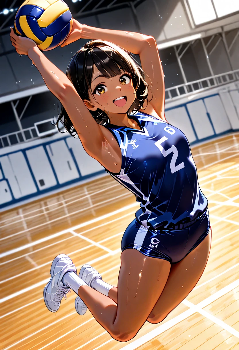 Aerobics Style of the 2000s、sneakers、Detailed picture、girl、25-year-old woman、Dynamic and lively pose、Crotch line、Erect nipples