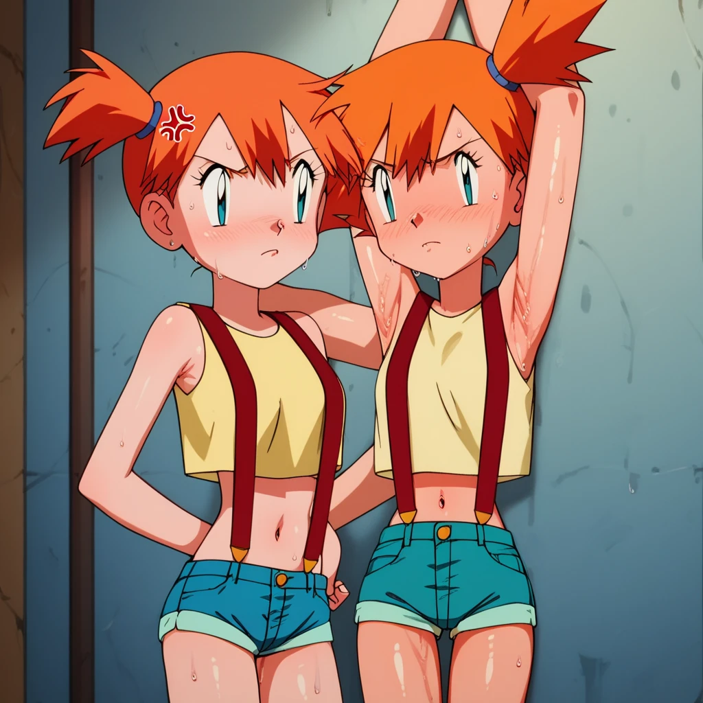 Best quality, ultra hd, 8k best quality, pokemon, misty, orangene haare, 10 jahre alt, nude, small , nipple, pussy, torture roo, rope, bdsm room, tentacle vaginal sex,