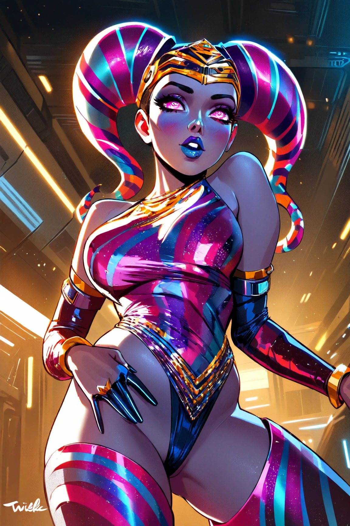(masterpiece:1.2, Best Quality:1.2, full body shot), ((Selena gomez, super beautiful woman)), (Colossal tits:1.3, Huge boobs:1.3, Huge breasts:1.3, gigantic cleavage breasts:1.5), body wet, oily body, tangled uncombed hair, wild messy hair covering face, long hair bangs on face, black mascara smearing down face and breasts, black makeup smearing down face and breasts, (Detailed face, Detailed skin texture, Perfect slim body), (Full body shot: 1.1), Moaning in pain, feeling pain, tears flowing, sore, crying in pain, , screaming of pain, moaning harder, open mouth, mouth moaning, sexy moaning, face covered in white slime, body very sweaty, body very oily, small leather thong bikini, small leather underwear, lying on her back, wet skin and hair, 1girl, wide hips, Big , big ass, (Best Quality, 8k, Masterpiece: 1.3), Clear Focus: 1.2, Highly detailed face and skin texture, detailed eyes, double eyelids, (ponytails hair), ((she is tied to the bed with ropes :1.4)), small leather bra BDSM, bondage, nudity, (wear latex leotard and black stocking whit high heels), (in a erotic hotel room), (illuminated with neon lights)