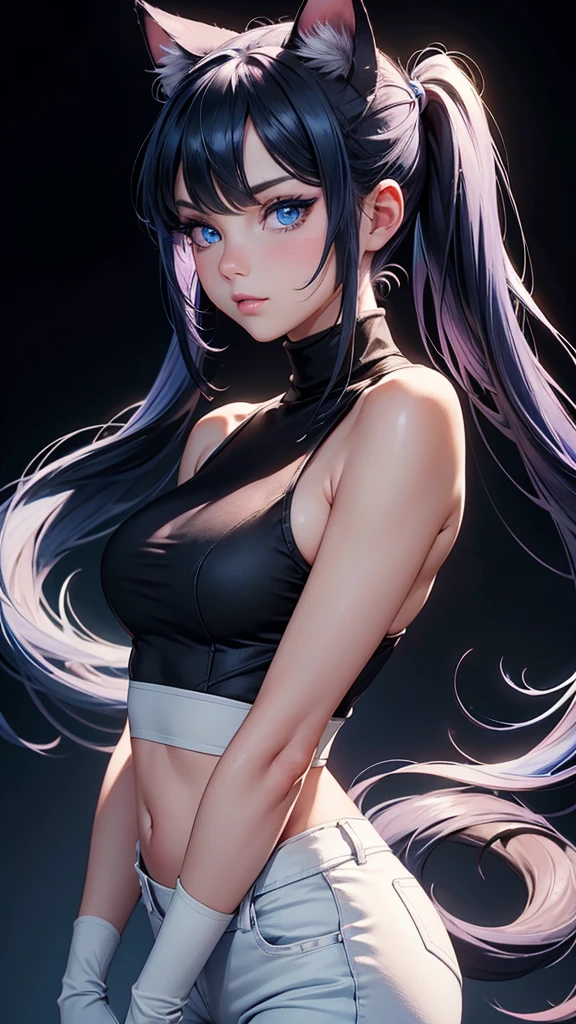 Front facing, arms behind back
