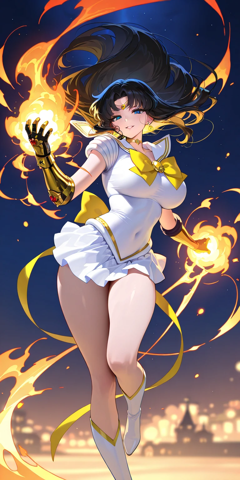 masterpiece, highest quality, anime, Angelica V4, 1 girl, alone, Braid, red eyes,(tube top, cleavage, underbust, purple tube top, strapless, belly button, midriff, mini skirt, bare shoulders, detachable sleeves, white knee socks,),stylish pose,looking at the viewer,in the center of the image, (beautiful_large medium breasts:1.2), (beautiful_face:1.3),(slim_waist:1.1),