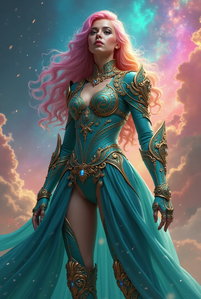 stunningly beautiful Jesse Jane in her 20, blue hair, ((masterpiece))), (((best quality))), ((ultra-detailed)), (hyperrealistic), (highly detailed CG illustration), cinematic light, photorealistic , light makeup, big breast, intricate detailed eaba, red cape, spear, full body