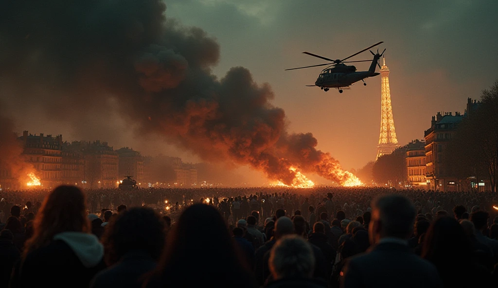 arafed image of a crowd of people standing in front of a building, shattered sky cinematic, by Frederick Edwin Church, mark brooks and brad kunkle, black smoke surrounds the area, wartime footage, obelisks, cinematic still frame, photograph of april, aftereffects